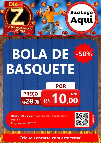Modelo de Cartaz para Cartaz A4 Vertical com o tema Dia Z - O Dia Mais Barato Do Mês para Artigos Esportivos