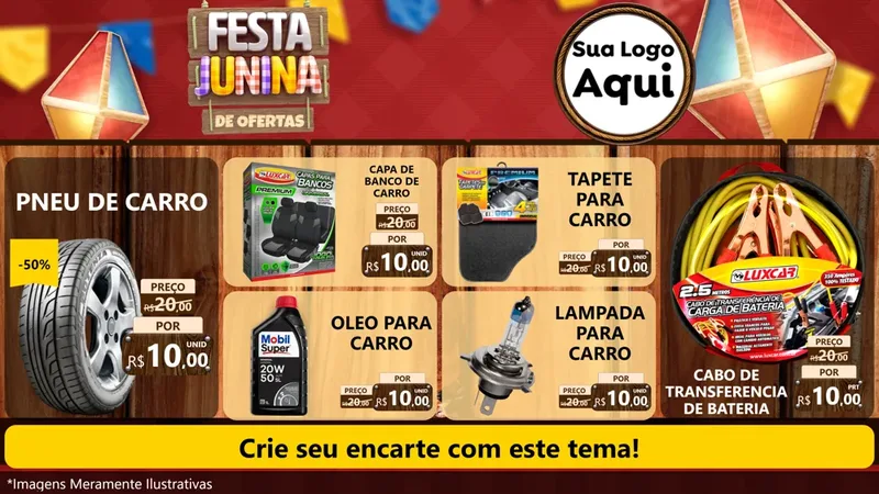 Modelo de TV para TV Horizontal com o tema Festa Junina de Ofertas para Auto peças