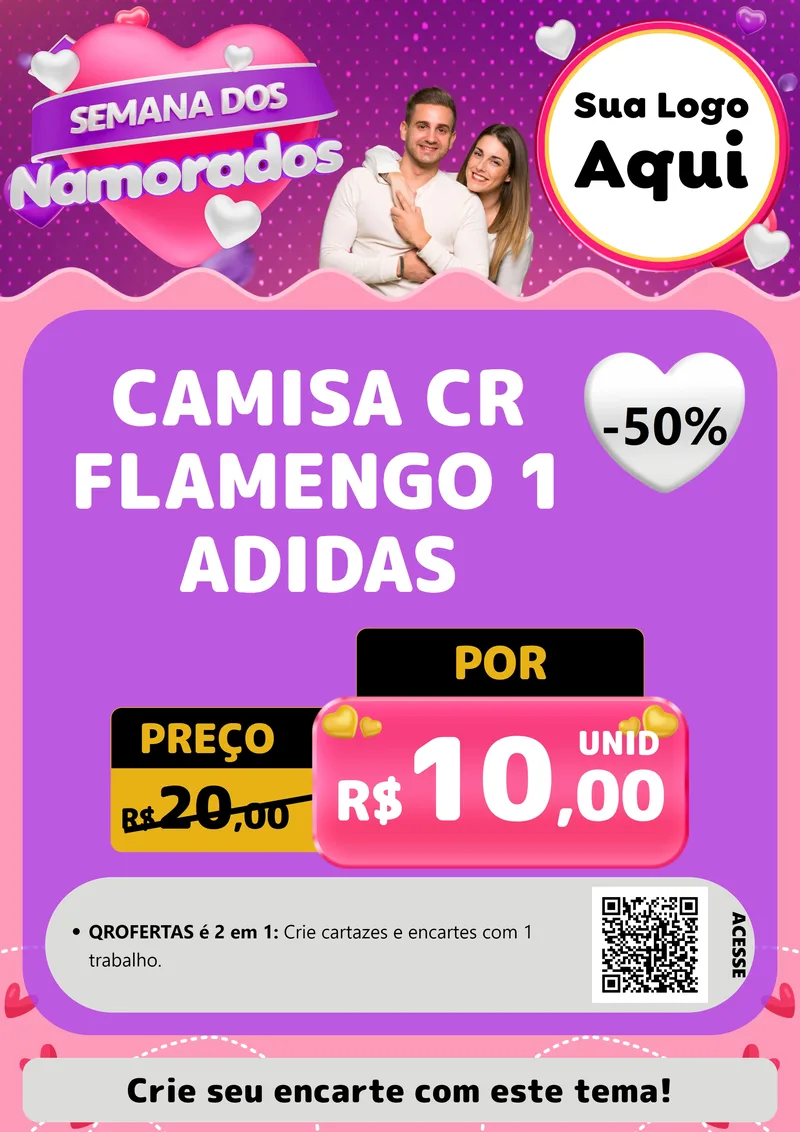Modelo de Cartaz para Cartaz A4 Vertical com o tema Semana dos Namorados para Roupas e acessórios