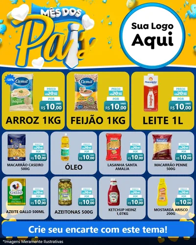 Modelo de Rede Social para Feed Instagram com o tema Mês dos Pais para Supermercado