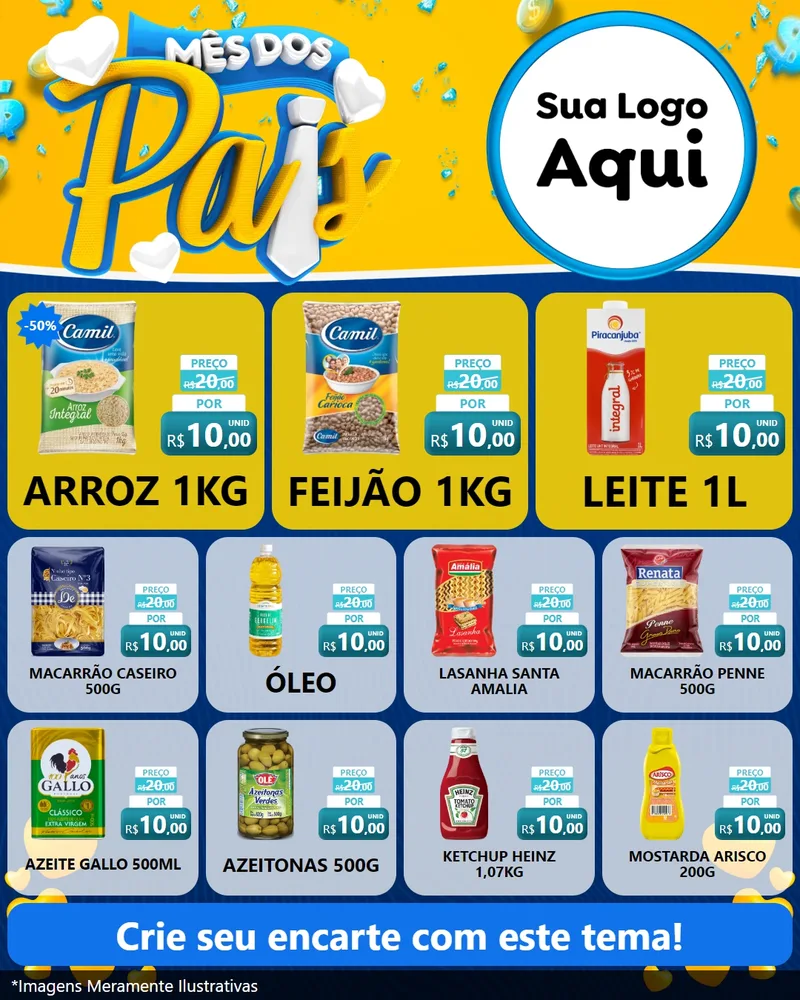 Modelo de Rede Social para Feed Instagram com o tema Mês dos Pais para Supermercado