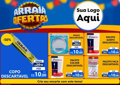 Modelo de Encarte para Encarte A4 Horizontal com o tema Arraiá de Ofertas - Junina para Embalagens