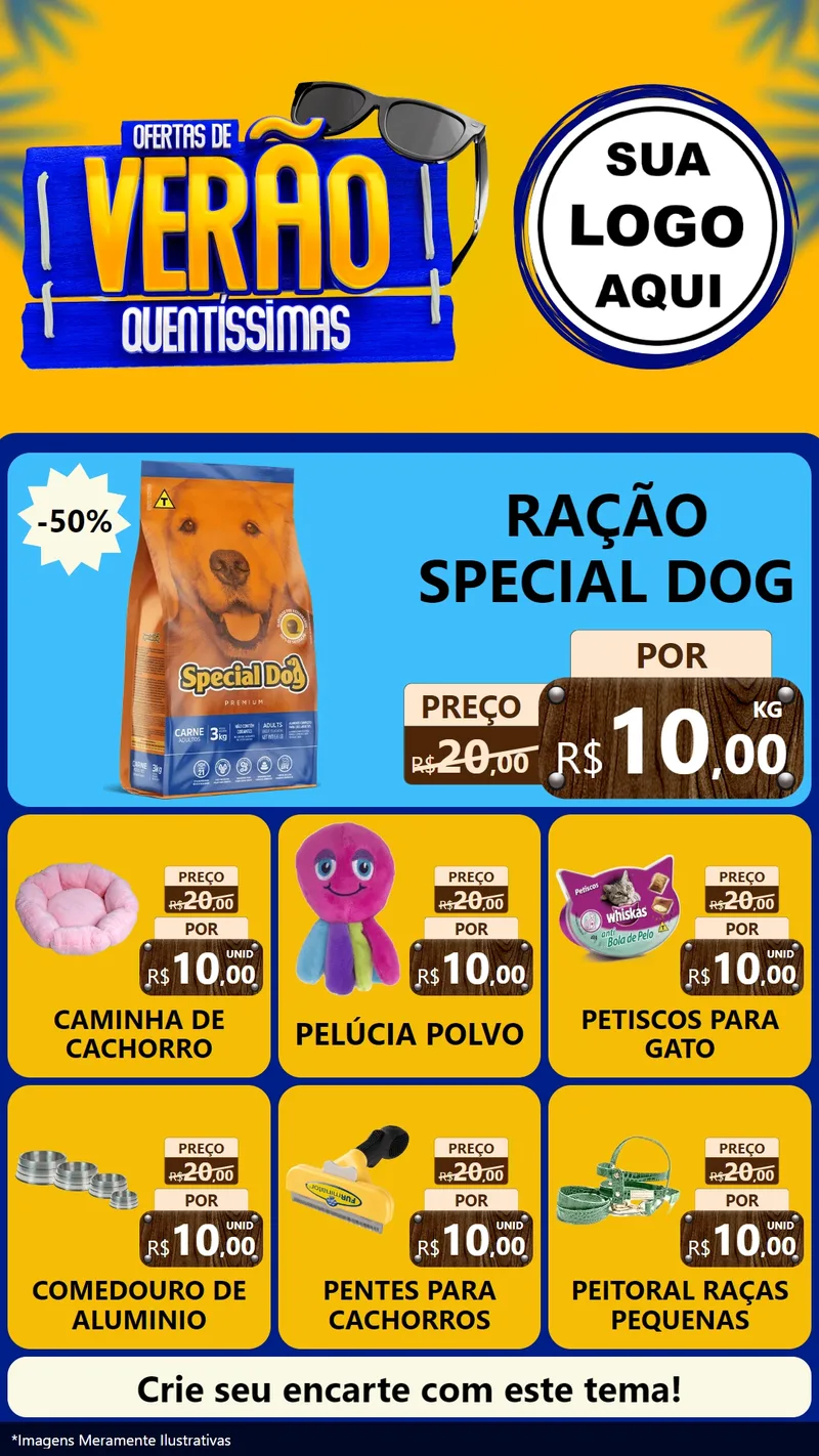 Modelo de Rede Social para Stories com o tema Ofertas de Verão Quentíssimas para Pet Shop