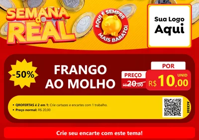 Modelo de Cartaz para Cartaz A4 Horizontal com o tema Semana do Real para Restaurante