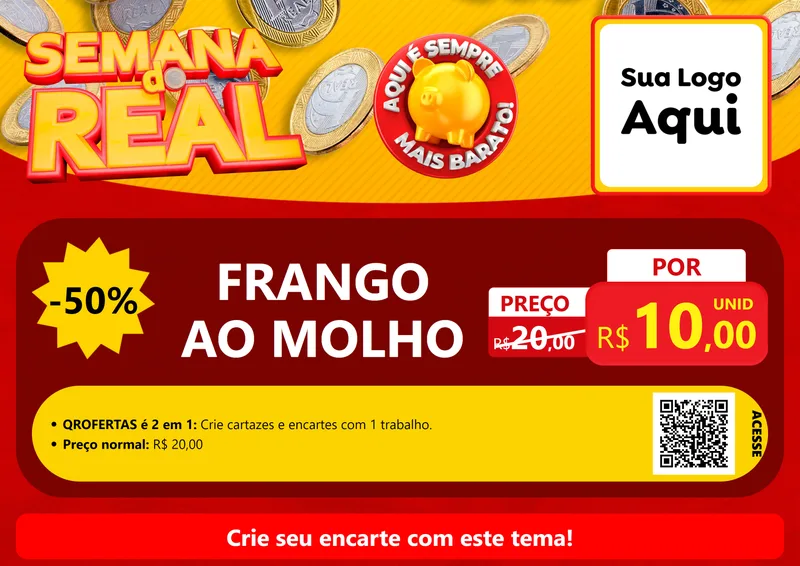 Modelo de Cartaz para Cartaz A4 Horizontal com o tema Semana do Real para Restaurante
