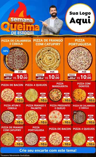 Modelo de Encarte para Encarte Grande com o tema Semana Queima de Estoque para Pizzaria