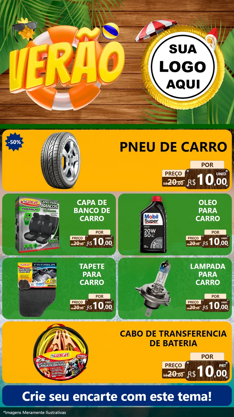 Modelo de TV para TV Vertical com o tema Verão para Auto peças