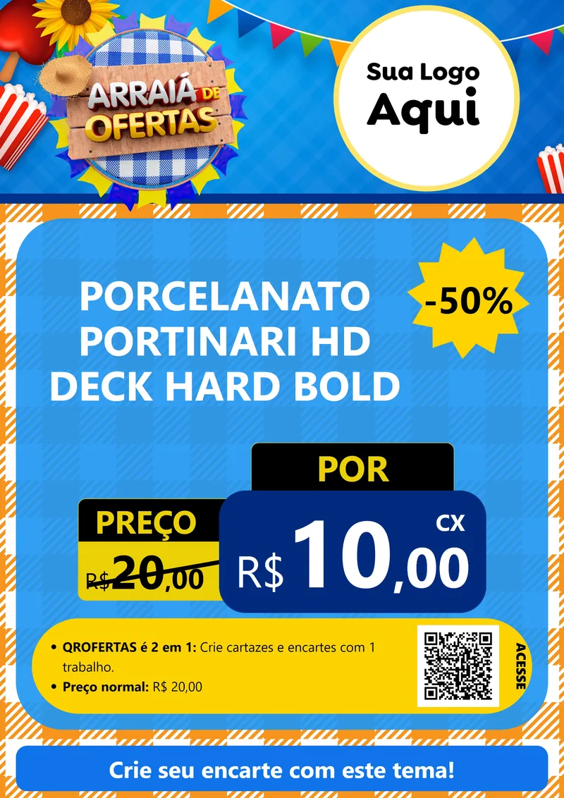 Modelo de Cartaz para Cartaz A4 Vertical com o tema Arraiá de Ofertas para Pisos e revestimentos