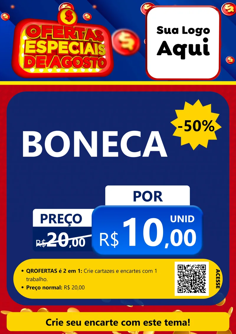 Modelo de Cartaz para Cartaz A4 Vertical com o tema Ofertas Especiais de Agosto para Brinquedos