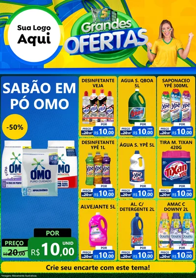 Modelo de Encarte para Encarte A4 Vertical com o tema Grandes Ofertas para Produtos de Limpeza