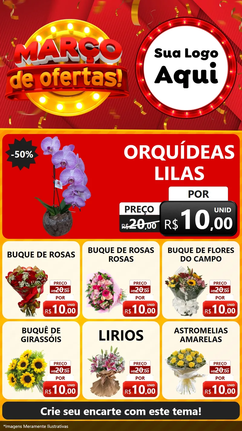 Modelo de Rede Social para Stories com o tema Março de Ofertas! para Floricultura e jardim