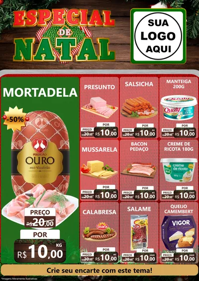 Modelo de Encarte para Encarte A4 Vertical com o tema Especial de Natal para Frios e Laticínios