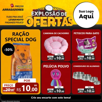Modelo de Rede Social para Feed Facebook com o tema Explosão de Ofertas para Pet Shop