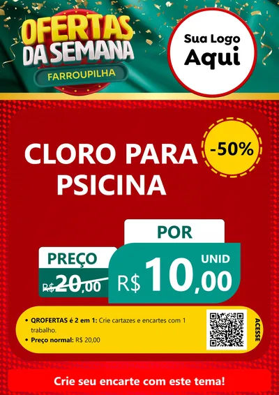 Modelo de Cartaz para Cartaz A4 Vertical com o tema Ofertas da Semana Farroupilha para Produtos para Piscina