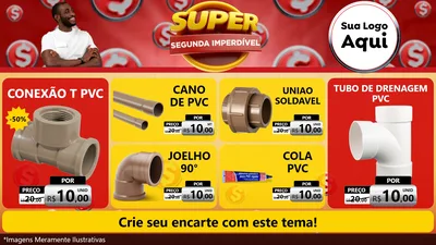 Modelo de TV para TV Horizontal com o tema Super Segunda Imperdível para Tubos e conexões