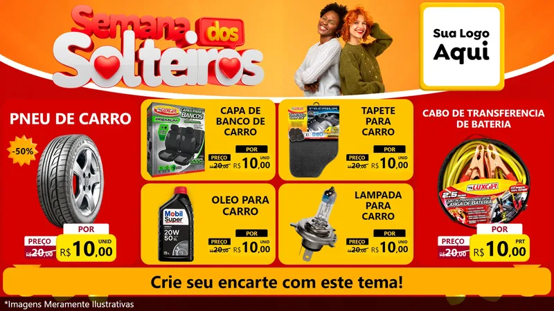 Modelo de TV para TV Horizontal com o tema Semana dos Solteiros para Auto peças
