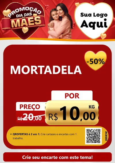 Modelo de Cartaz para Cartaz A4 Vertical com o tema Promoção Dia das Mães para Frios e Laticínios