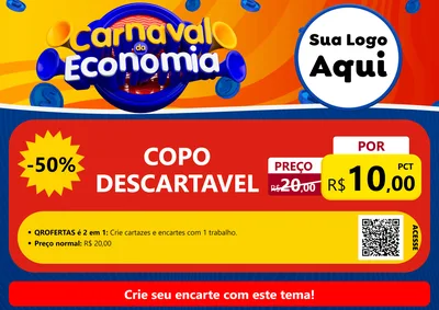 Modelo de Cartaz para Cartaz A4 Horizontal com o tema Carnaval da Economia para Embalagens