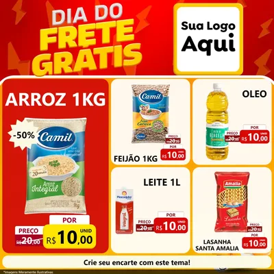 Modelo de Rede Social para Feed Facebook com o tema Dia do Frete Grátis para Supermercado