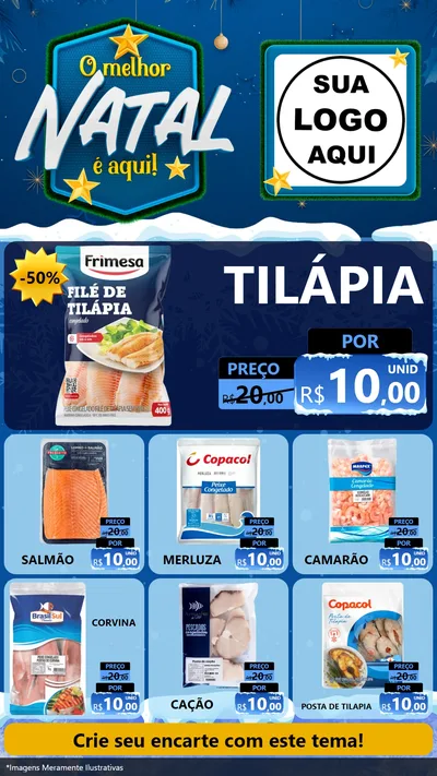 Modelo de Rede Social para Stories com o tema O Melhor Natal É Aqui! para Peixaria