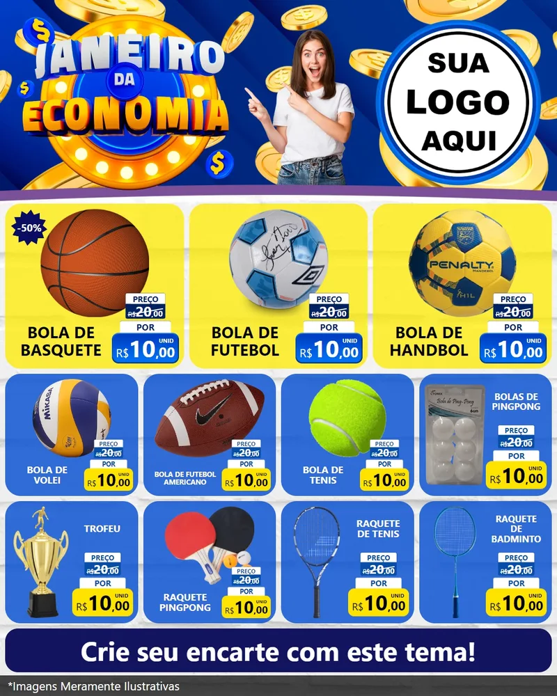 Modelo de Rede Social para Feed Instagram com o tema Janeiro da Economia para Artigos Esportivos