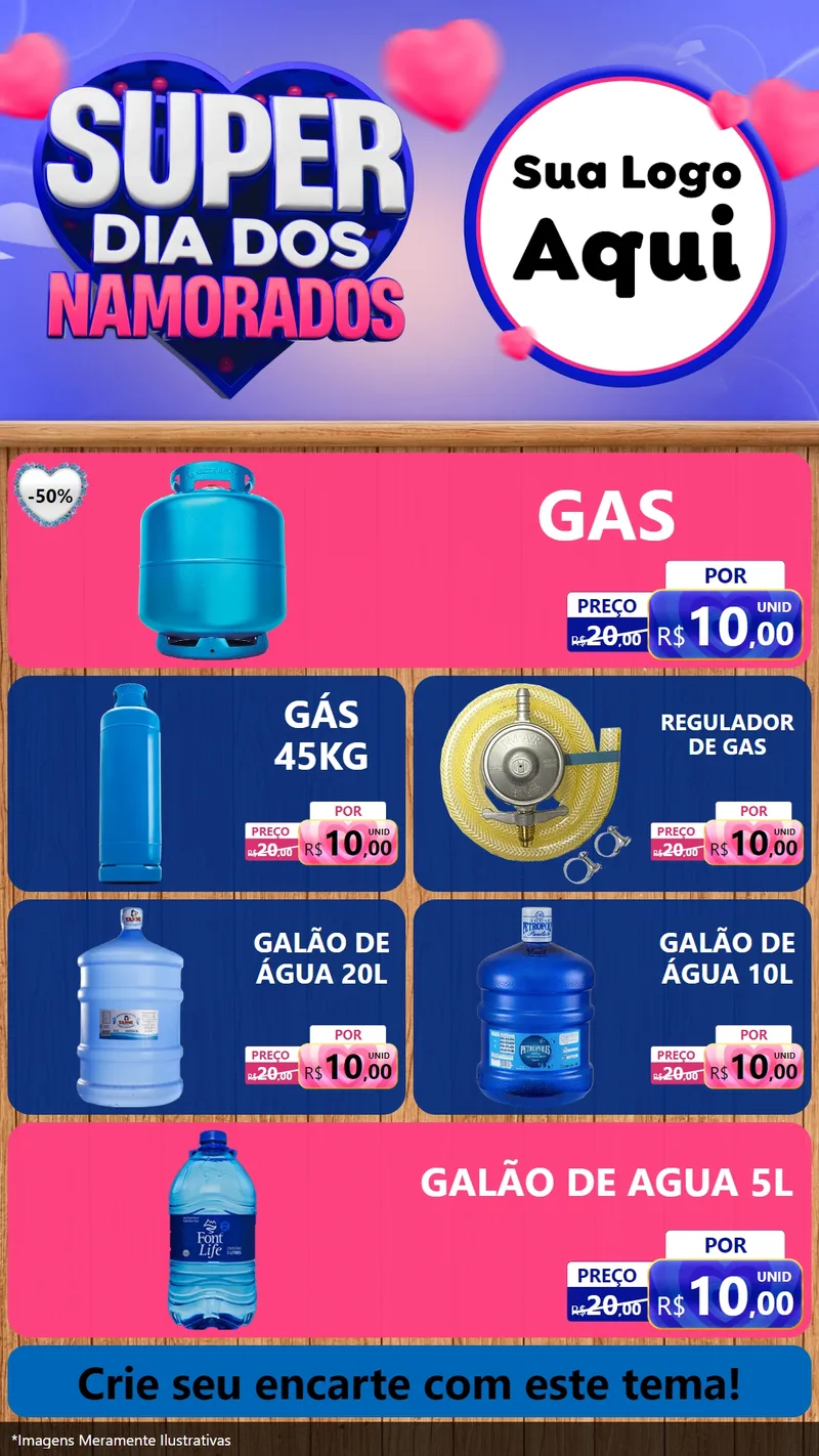 Modelo de TV para TV Vertical com o tema Super Dia dos Namorados para Água e gás