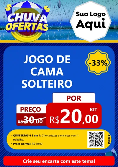 Modelo de Cartaz para Cartaz A4 Vertical com o tema Chuva de Ofertas para Cama, Mesa e Banho