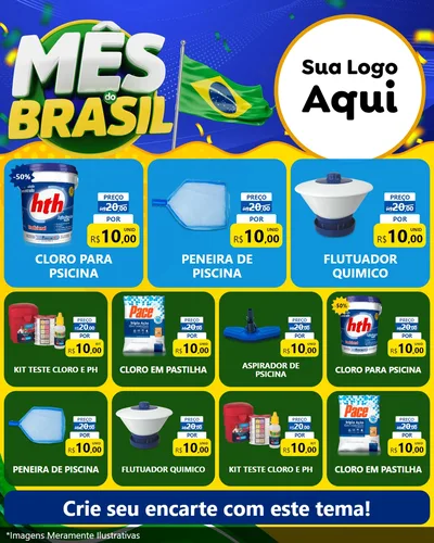 Modelo de Rede Social para Feed Instagram com o tema Mês do Brasil para Produtos para Piscina