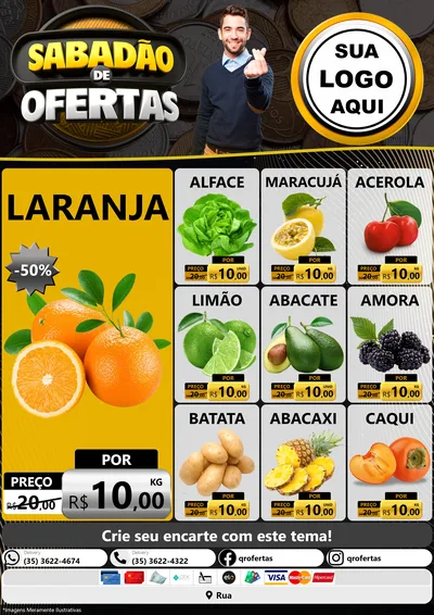 Modelo de Encarte para Encarte A4 Vertical com o tema Sabadão de Ofertas para Hortifrúti