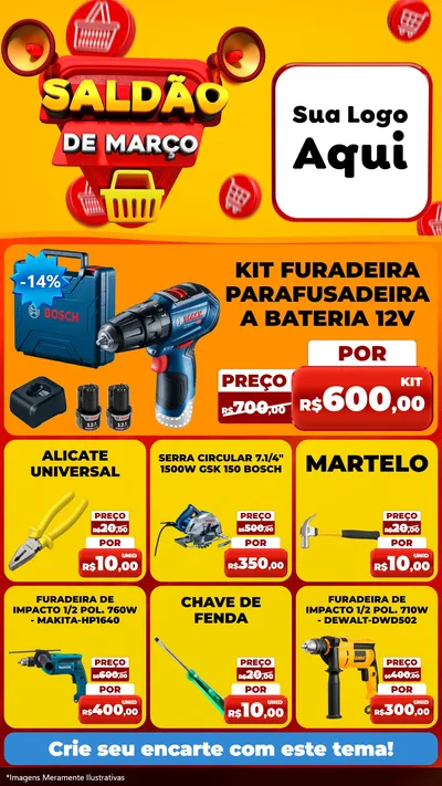 Modelo de Rede Social para Stories com o tema Saldão de Março para Maquinas e Ferramentas