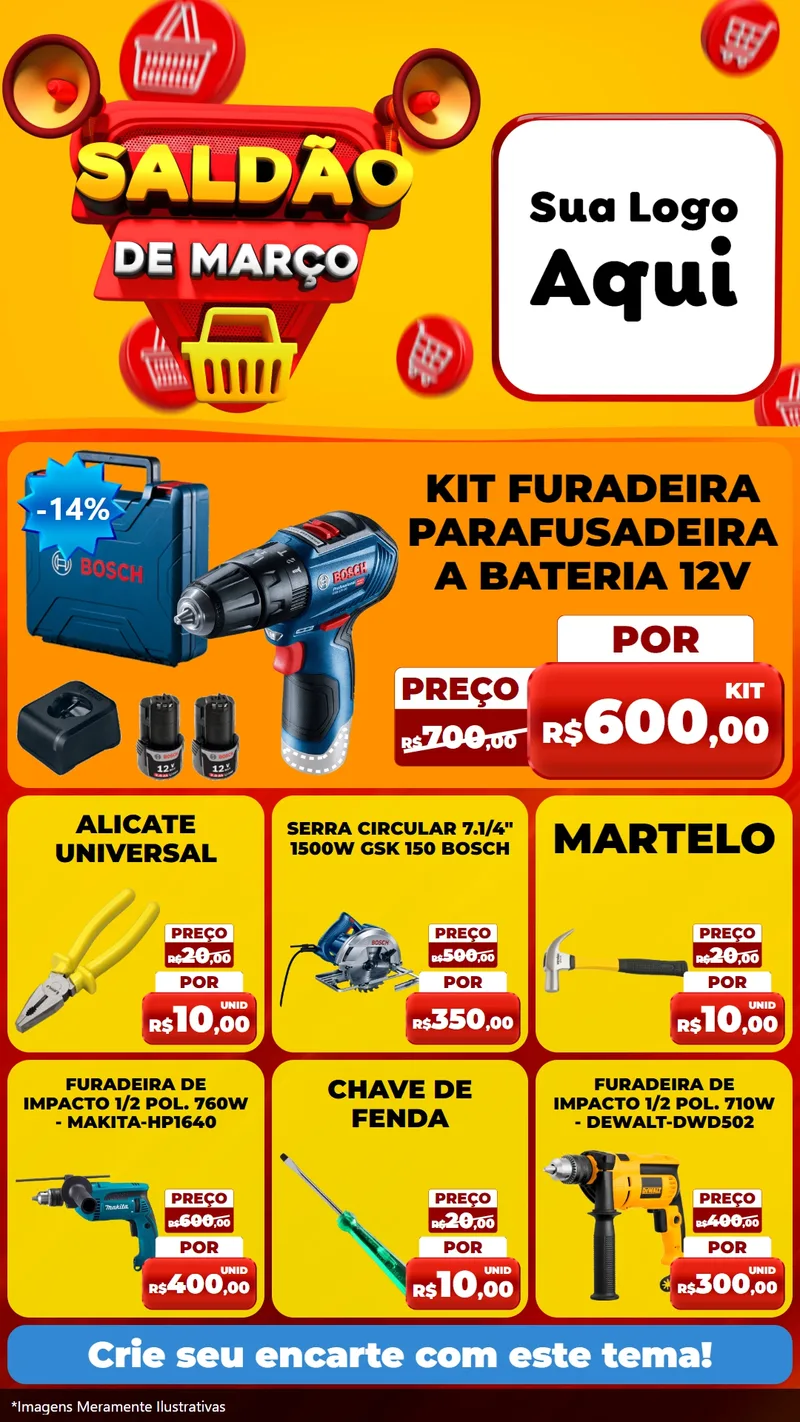 Modelo de Rede Social para Stories com o tema Saldão de Março para Maquinas e Ferramentas