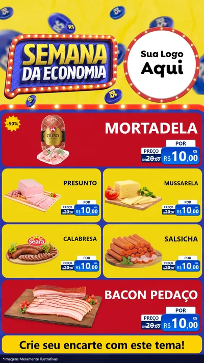 Modelo de TV para TV Vertical com o tema Semana da Economia para Frios e Laticínios
