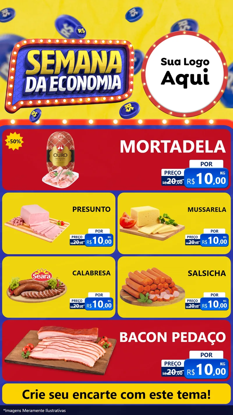 Modelo de TV para TV Vertical com o tema Semana da Economia para Frios e Laticínios