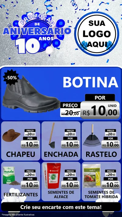 Modelo de Rede Social para Stories com o tema Promoção de Aniversário - 10 Anos para Agropecuária