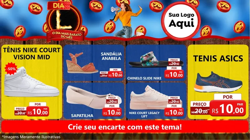 Modelo de TV para TV Horizontal com o tema Dia L - O Dia Mais Barato Do Mês para Calçados