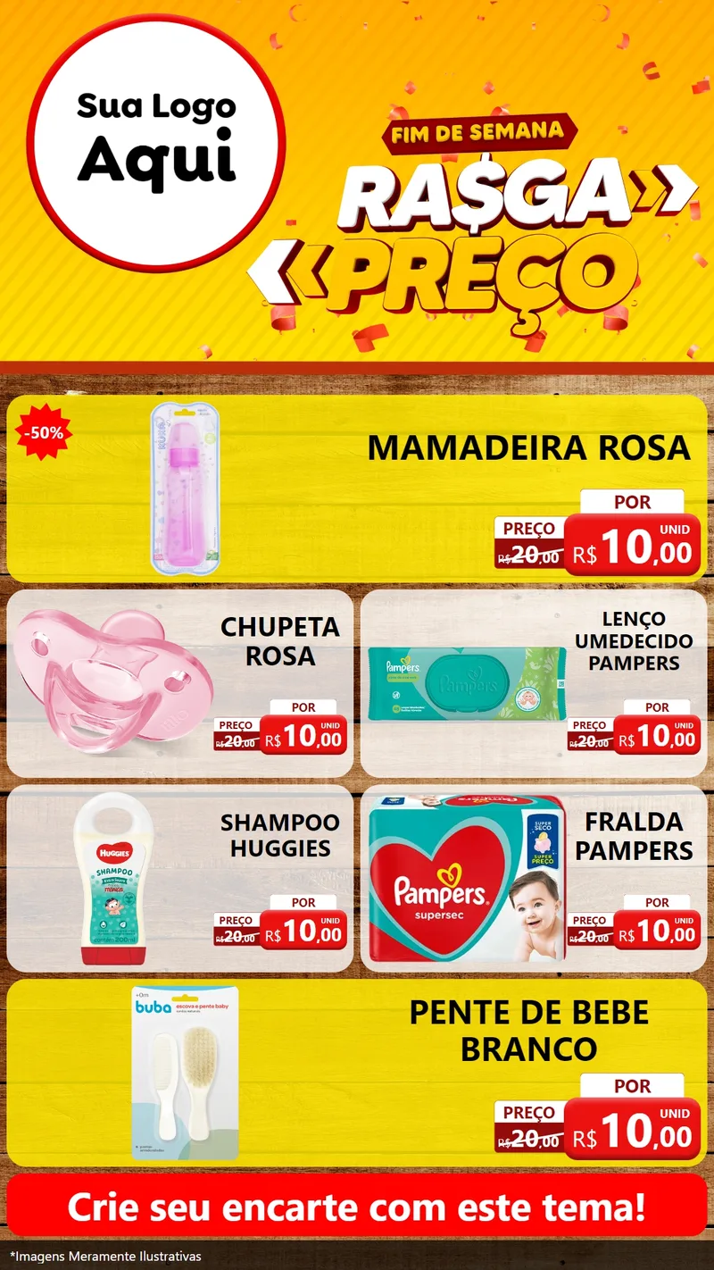 Modelo de TV para TV Vertical com o tema Fim de Semana Rasga Preços para Bebês