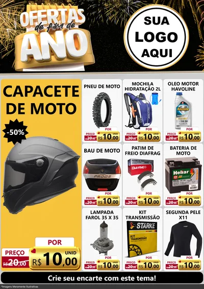 Modelo de Encarte para Encarte A4 Vertical com o tema Ofertas de Fim de Ano para Moto peças