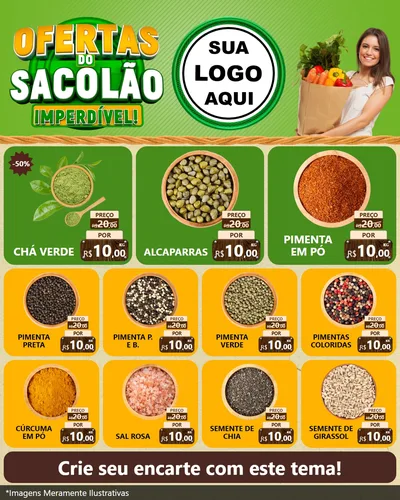 Modelo de Rede Social para Feed Instagram com o tema Ofertas do Sacolão Imperdível! para Produtos Naturais