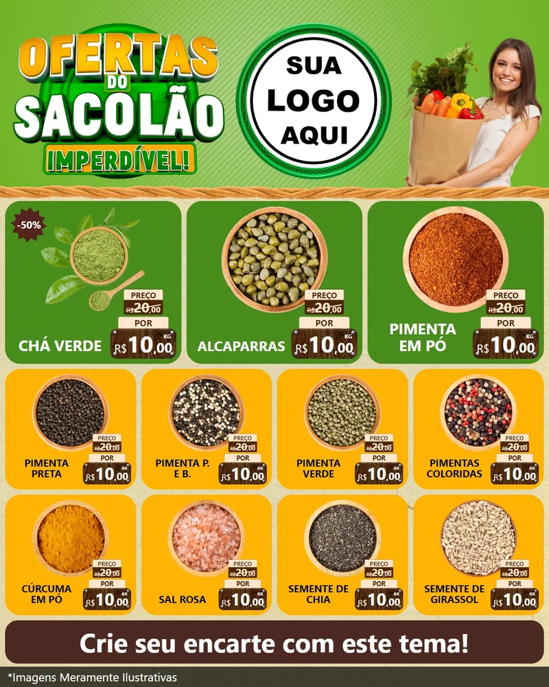 Modelo de Rede Social para Feed Instagram com o tema Ofertas do Sacolão Imperdível! para Produtos Naturais