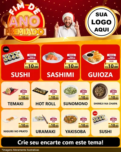 Modelo de Rede Social para Feed Instagram com o tema Fim de Ano Premiado para Comida japonesa