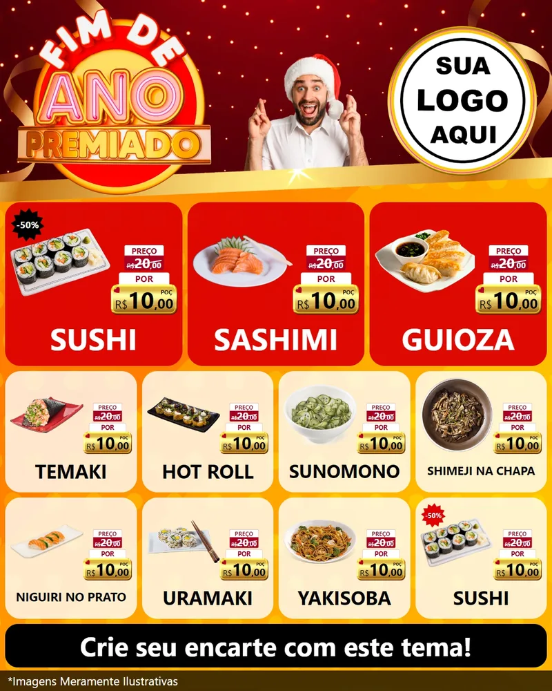Modelo de Rede Social para Feed Instagram com o tema Fim de Ano Premiado para Comida japonesa