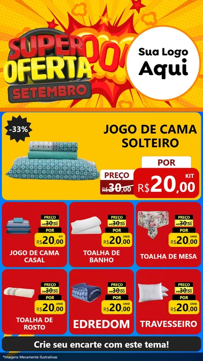 Modelo de Rede Social para Stories com o tema Super Oferta Setembro para Cama, Mesa e Banho
