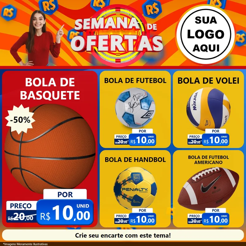 Modelo de Rede Social para Feed Facebook com o tema Semana de Ofertas para Artigos Esportivos