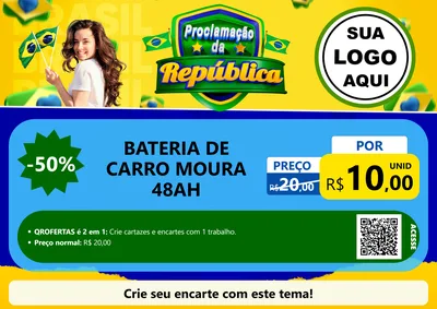 Modelo de Cartaz para Cartaz A4 Horizontal com o tema Proclamação da República para Baterias Elétricas