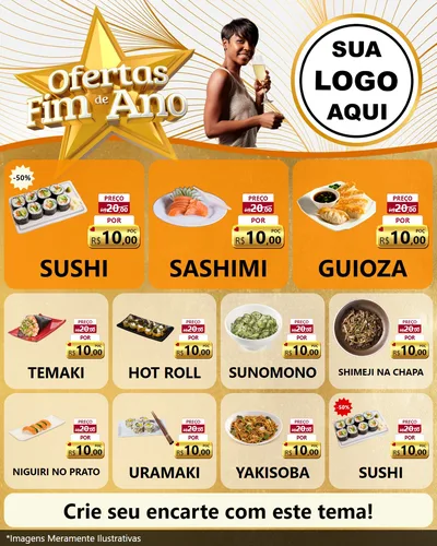 Modelo de Rede Social para Feed Instagram com o tema Ofertas Fim de Ano para Comida japonesa