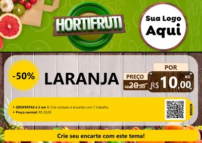 Modelo de Cartaz para Cartaz A4 Horizontal com o tema Hortifruti Ofertas para Hortifrúti