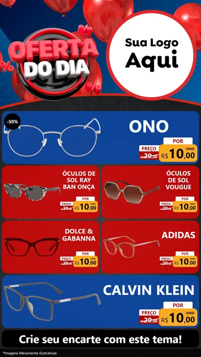 Modelo de TV para TV Vertical com o tema Oferta do Dia para Óticas