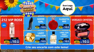Modelo de TV para TV Horizontal com o tema Arraiá de Ofertas para Perfumes