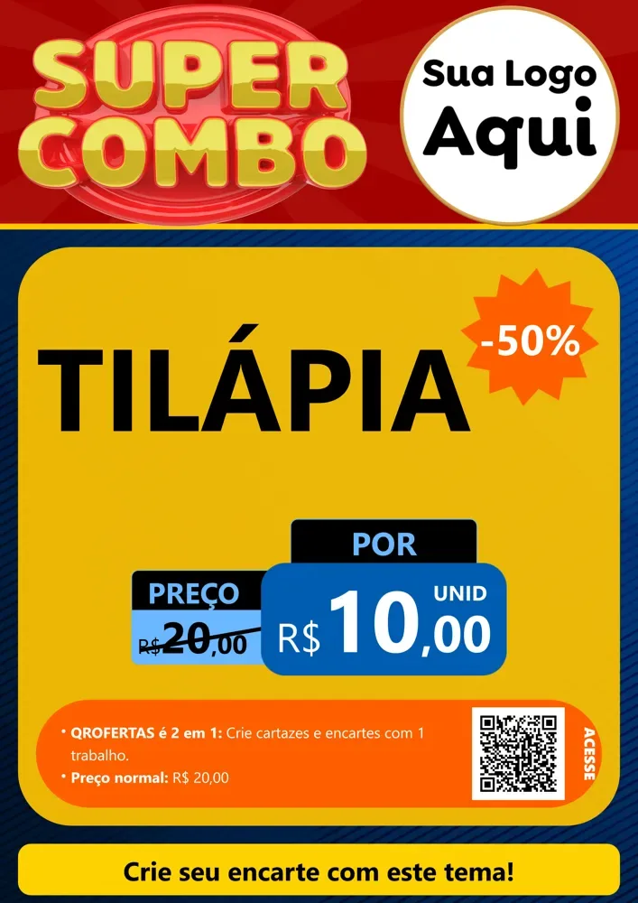 Modelo de Cartaz para Cartaz A4 Vertical com o tema Super Combo para Peixaria