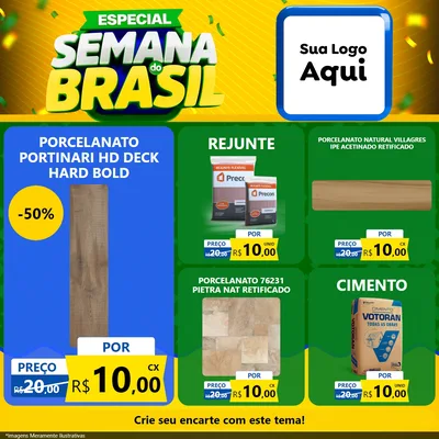 Modelo de Rede Social para Feed Facebook com o tema Especial Semana do Brasil para Pisos e revestimentos